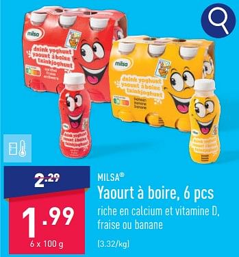 MILSA® Yaourt à boire, 6 pcs bon marché chez ALDI