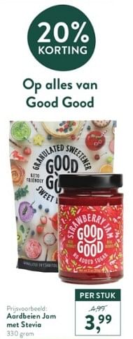 Promoties Aardbeien jam met stevia - Good Good - Geldig van 10/07/2023 tot 06/08/2023 bij Holland & Barret
