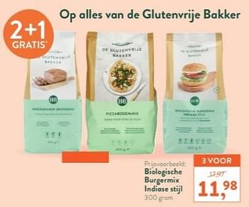 Promoties Biologische burgermix indiase stijl - De Glutenvrije Bakker - Geldig van 10/07/2023 tot 06/08/2023 bij Holland & Barret
