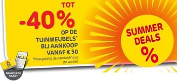Promoties Tot -40% op de tuinmeubels bij aankoop vanaf € 50 - Huismerk - Brico - Geldig van 19/07/2023 tot 07/08/2023 bij Brico