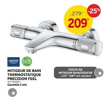 Promoties Mitigeur de bain thermostatique precision feel - Grohe - Geldig van 19/07/2023 tot 07/08/2023 bij Brico