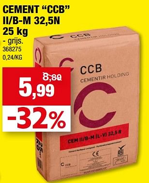 Promoties Cement ccb ii-b-m 32,5n - Huismerk - Hubo  - Geldig van 19/07/2023 tot 30/07/2023 bij Hubo