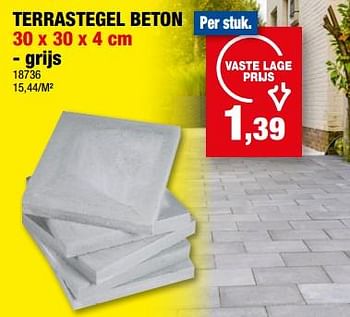 Promoties Terrastegel beton grijs - Huismerk - Hubo  - Geldig van 19/07/2023 tot 30/07/2023 bij Hubo