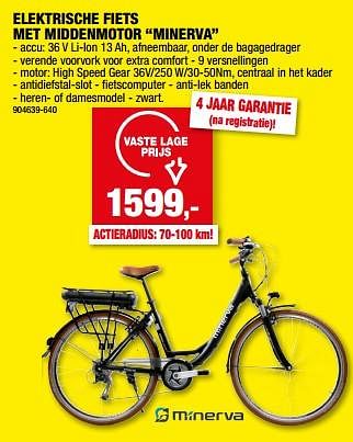 Promoties Elektrische fiets met middenmotor minerva - Minerva - Geldig van 19/07/2023 tot 30/07/2023 bij Hubo