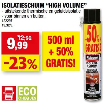 Promoties Isolatieschuim high volume - Rubson - Geldig van 19/07/2023 tot 30/07/2023 bij Hubo