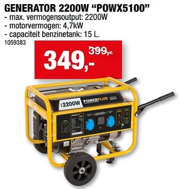 Promoties Powerplus generator 2200w powx5100 - Powerplus - Geldig van 19/07/2023 tot 30/07/2023 bij Hubo