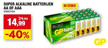 Promoties Super alkaline batterijen aa of aaa - GP - Geldig van 19/07/2023 tot 30/07/2023 bij Hubo