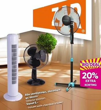 Promoties Alle ventilatoren, aircoolers en airco’s - Huismerk - Big Bazar - Geldig van 17/07/2023 tot 30/07/2023 bij Big Bazar