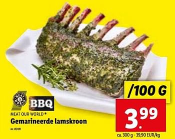 Promoties Gemarineerde lamskroon - Meat our World - Geldig van 26/07/2023 tot 01/08/2023 bij Lidl