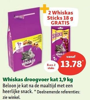 Promoties Whiskas droogvoer kat - Whiskas - Geldig van 02/08/2023 tot 07/08/2023 bij Maxi Zoo