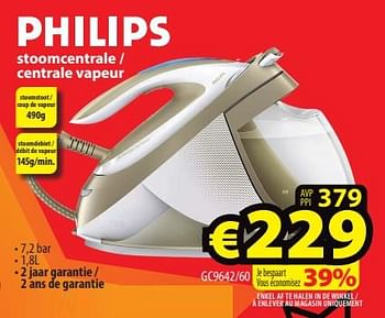Promoties Philips stoomcentrale - centrale vapeur gc9642-60 - Philips - Geldig van 19/07/2023 tot 26/07/2023 bij ElectroStock