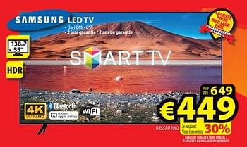 Promoties Samsung led tv ue55au7092 - Samsung - Geldig van 19/07/2023 tot 26/07/2023 bij ElectroStock