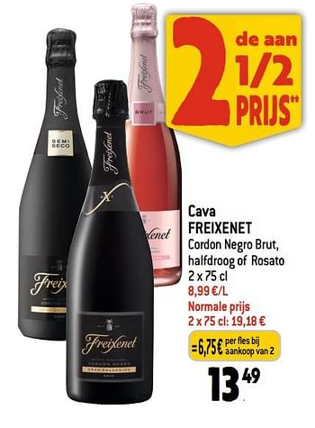 Promoties Cava freixenet cordon negro brut halfdroog of rosato - Freixenet - Geldig van 19/07/2023 tot 25/07/2023 bij Smatch