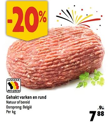 Promotions Gehakt varken en rund - Produit Maison - Smatch - Valide de 19/07/2023 à 25/07/2023 chez Smatch