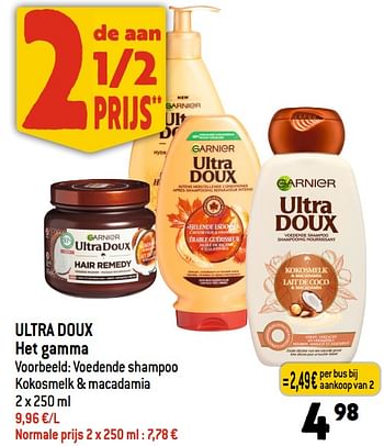 Promoties Ultra doux voedende shampoo kokosmelk + macadamia - Garnier - Geldig van 19/07/2023 tot 25/07/2023 bij Smatch