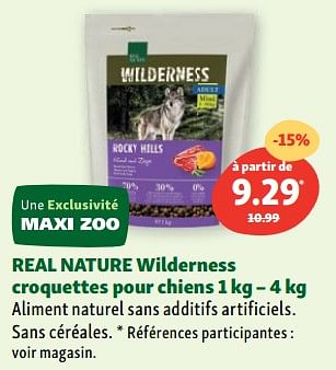 Promotions Real nature wilderness croquettes pour chiens - Real Nature - Valide de 02/08/2023 à 07/08/2023 chez Maxi Zoo