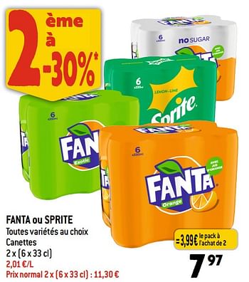 Promotions Fanta ou sprite - Produit Maison - Smatch - Valide de 19/07/2023 à 25/07/2023 chez Smatch