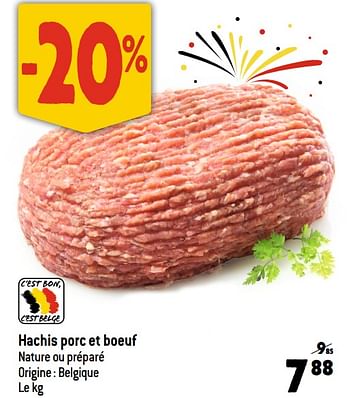 Promotions Hachis porc et boeuf - Produit Maison - Smatch - Valide de 19/07/2023 à 25/07/2023 chez Smatch
