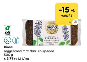Promoties Biona roggebrood met chia- en lijnzaad - Biona - Geldig van 19/07/2023 tot 15/08/2023 bij Bioplanet
