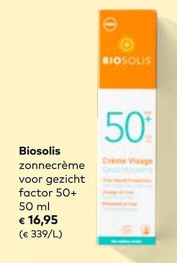 Promoties Biosolis zonnecrème voor gezicht factor 50+ - Biosolis - Geldig van 19/07/2023 tot 15/08/2023 bij Bioplanet