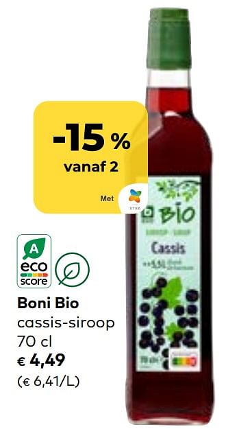 Promoties Boni bio cassis-siroop - Boni - Geldig van 19/07/2023 tot 15/08/2023 bij Bioplanet