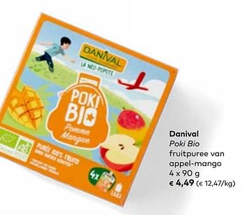 Promoties Danival poki bio fruitpuree van appel-mango - Danival - Geldig van 19/07/2023 tot 15/08/2023 bij Bioplanet