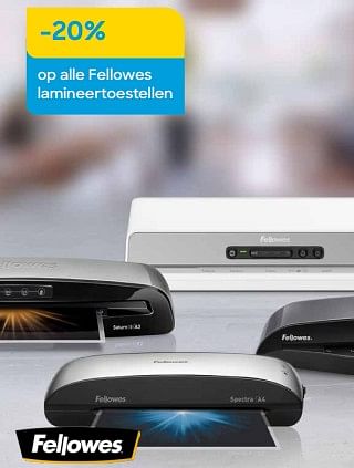 Promoties -20% op alle fellowes lamineertoestellen - Fellowes - Geldig van 01/08/2023 tot 15/10/2023 bij Ava