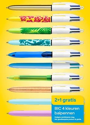 Promoties Bic 4 kleuren balpennen 2+1 gratis - BIC - Geldig van 01/08/2023 tot 15/10/2023 bij Ava