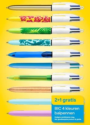 Promotions Bic 4 kleuren balpennen 2+1 gratis - BIC - Valide de 01/08/2023 à 15/10/2023 chez Ava