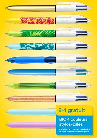 Promotions Bic 4 couleurs stylos-billes 2+1 gratuit - BIC - Valide de 01/08/2023 à 15/10/2023 chez Ava