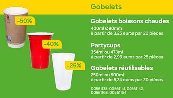 Promoties Gobelets boissons chaudes - Huismerk - Ava - Geldig van 01/08/2023 tot 15/10/2023 bij Ava