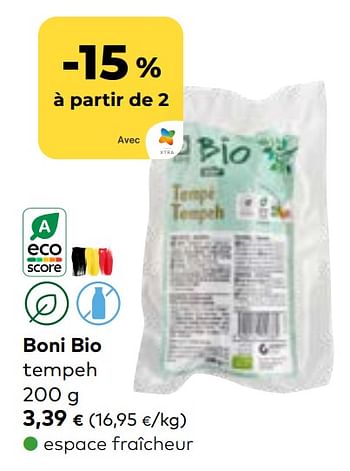 Promotions Boni bio tempeh - Boni - Valide de 19/07/2023 à 15/08/2023 chez Bioplanet