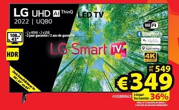 Promoties Lg led tv 43uq80006lb - LG - Geldig van 26/07/2023 tot 02/08/2023 bij ElectroStock