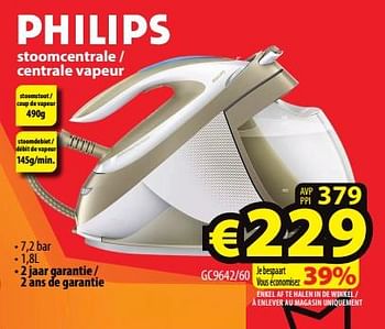Promoties Philips stoomcentrale - centrale vapeur gc9642-60 - Philips - Geldig van 26/07/2023 tot 02/08/2023 bij ElectroStock