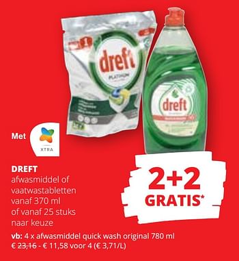 Promoties Afwasmiddel quick wash original - Dreft - Geldig van 27/07/2023 tot 09/08/2023 bij Spar (Colruytgroup)