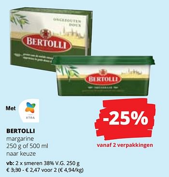 Promoties Bertolli margarine smeren - Bertolli - Geldig van 27/07/2023 tot 09/08/2023 bij Spar (Colruytgroup)