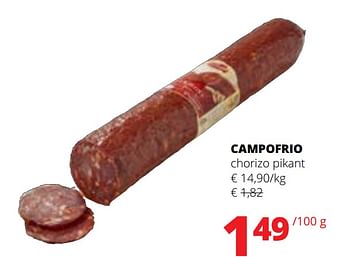 Promoties Campofrio chorizo pikant - Campofrio - Geldig van 27/07/2023 tot 09/08/2023 bij Spar (Colruytgroup)