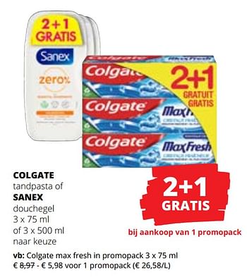 Promoties Colgate tandpasta max fresh in promopack - Colgate - Geldig van 27/07/2023 tot 09/08/2023 bij Spar (Colruytgroup)