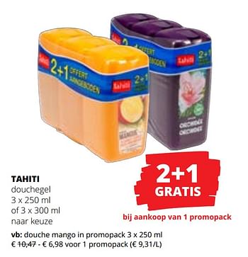 Promoties Douche mango in promopack - Palmolive Tahiti - Geldig van 27/07/2023 tot 09/08/2023 bij Spar (Colruytgroup)