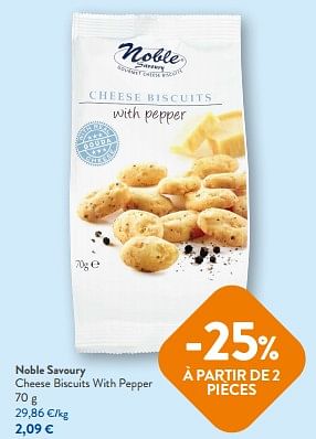Promotions Noble savoury cheese biscuits with pepper - Noble - Valide de 26/07/2023 à 08/08/2023 chez OKay