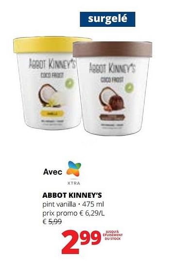 Promotions Abbot kinney’s pint vanilla - Abbot Kinney's  - Valide de 27/07/2023 à 09/08/2023 chez Spar (Colruytgroup)