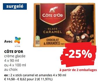 Promotions Côte d’or crème glacée stick caramel et amandes - Cote D'Or - Valide de 27/07/2023 à 09/08/2023 chez Spar (Colruytgroup)