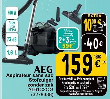 Aspirateur cora best sale sans sac