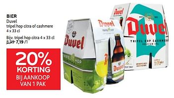 Promoties Bier duvel 20% korting bij aankoop van 1 pak - Duvel - Geldig van 09/08/2023 tot 22/08/2023 bij Alvo