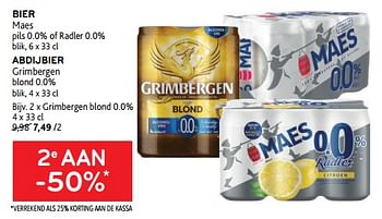 Promoties Bier maes + abdijbier grimbergen 2e aan -50% - Huismerk - Alvo - Geldig van 09/08/2023 tot 22/08/2023 bij Alvo