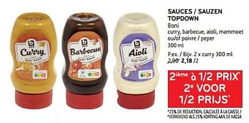 Promotions Sauces topdown boni 2ième à 1-2 prix - Boni - Valide de 09/08/2023 à 22/08/2023 chez Alvo