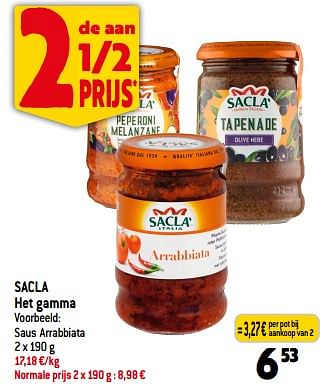 Promoties Sacla saus arrabbiata - Sacla - Geldig van 26/07/2023 tot 01/08/2023 bij Smatch