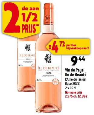 Promoties Vin de pays ile de beauté l’ame du terroir rosé 2022 - Rosé wijnen - Geldig van 26/07/2023 tot 01/08/2023 bij Smatch