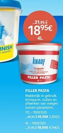 Promoties Filler pasta - Knauf - Geldig van 13/07/2023 tot 13/08/2023 bij HandyHome
