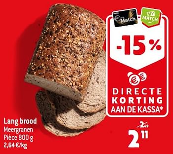 Promoties Lang brood - Huismerk - Smatch - Geldig van 26/07/2023 tot 01/08/2023 bij Smatch